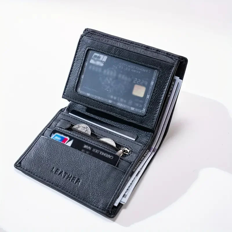 Men's Wallet Genuine Leather Wallets For Men Coin Purse Vintage Vertical Short Credit Card Holder Money Bag Men's RFID Wallet