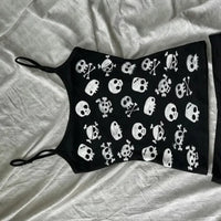 Gothic Women's Crop Top With Suspenders Y2K Vintage Emo Aesthetic Blouse Summer Top 90s Style