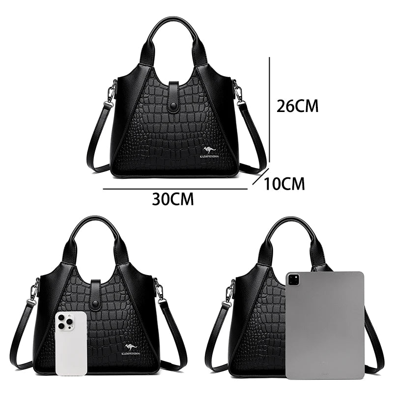 2024 New Fashion Trend Women's Handbag High Quality Soft Leather Women Shoulder Bolsas Solid Color Retro Female Tote Bags Sac