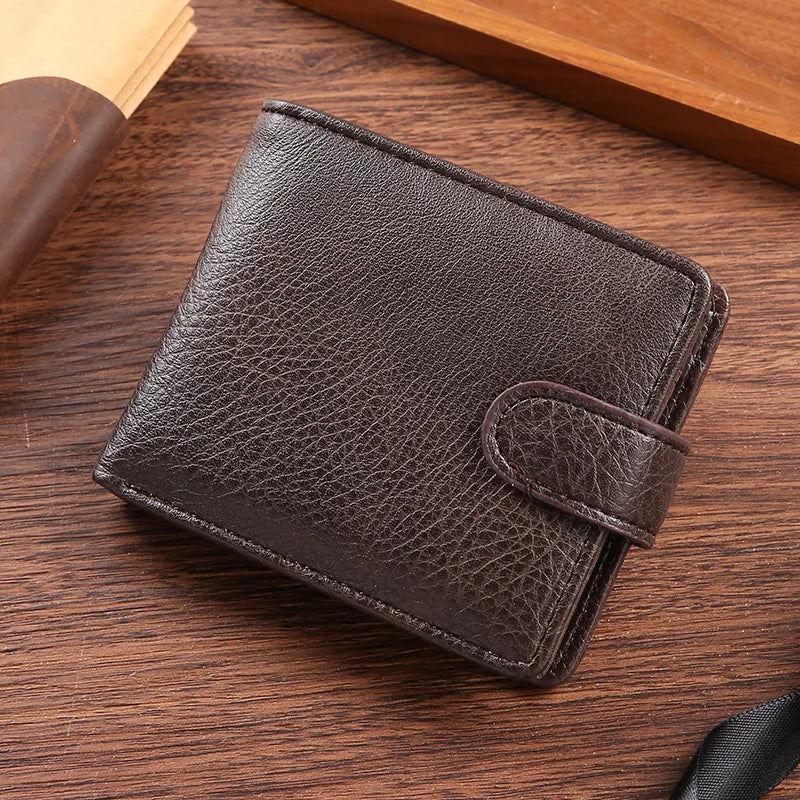 Vintage Wallet for Men Leather Short Hasp Man Wallets Casual Durable Coin Pouch Male Slim Photo ID Card Holders Purse Money Clip