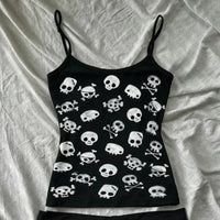 Gothic Women's Crop Top With Suspenders Y2K Vintage Emo Aesthetic Blouse Summer Top 90s Style