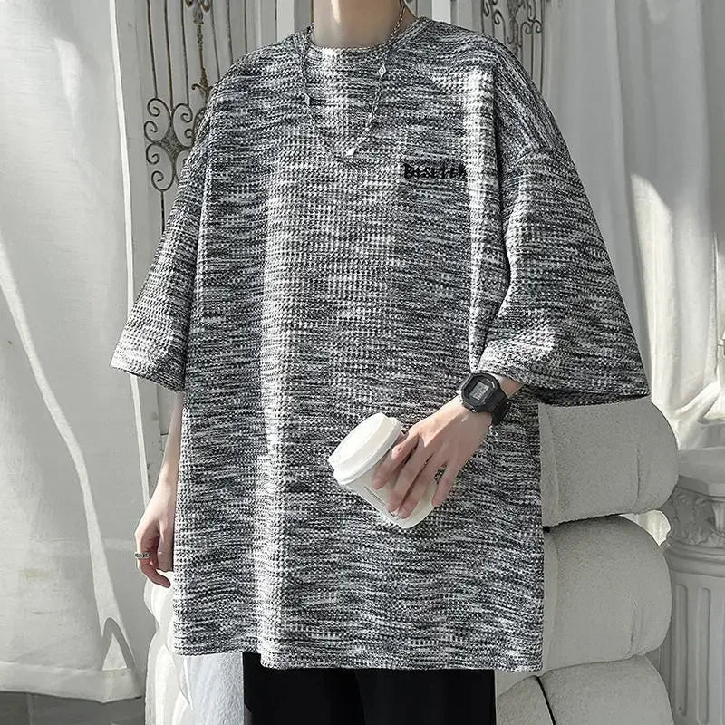 Tie-dyed Short-sleeved T-shirt Men's Summer Trendy Brand Retro Loose Large-size Top Trendy Round Neck Half-sleeved