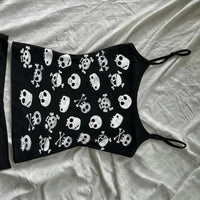 Gothic Women's Crop Top With Suspenders Y2K Vintage Emo Aesthetic Blouse Summer Top 90s Style