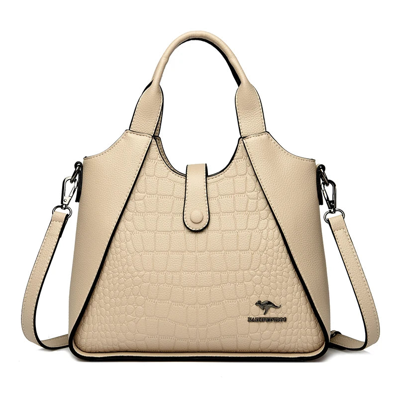 2024 New Fashion Trend Women's Handbag High Quality Soft Leather Women Shoulder Bolsas Solid Color Retro Female Tote Bags Sac