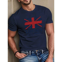Men's pure cotton T-shirt trendy retro pattern print embellishment T-shirt casual street decoration T-shirt