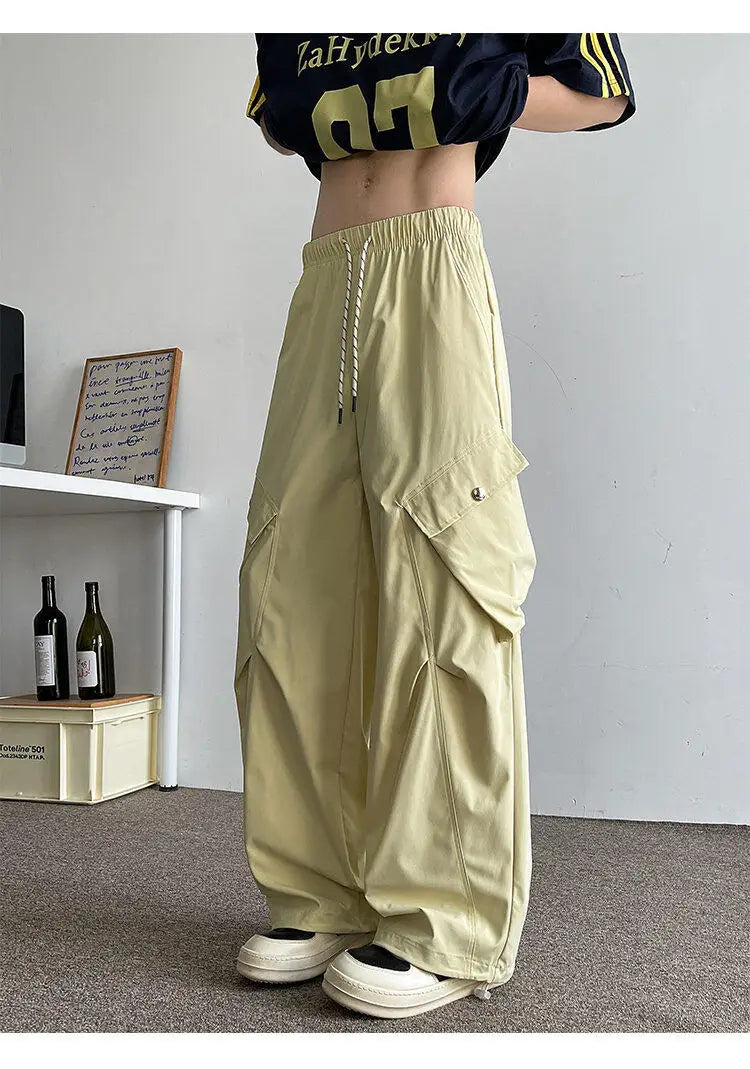 2026 Trendy Retro Wide-Leg Cargo Pants for Men- High Waist Utility Streetwear, Comfortable & Stylish Casual Fashion Pants M-8XL
