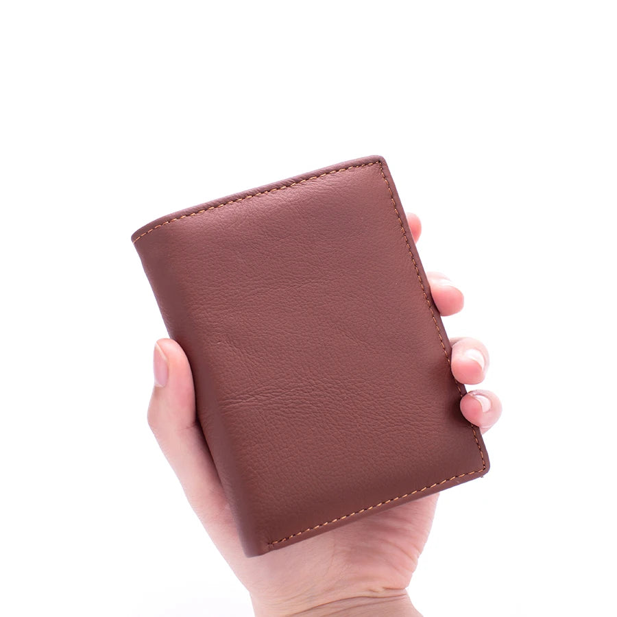 Men's Wallet Genuine Leather Wallets For Men Coin Purse Vintage Vertical Short Credit Card Holder Money Bag Men's RFID Wallet