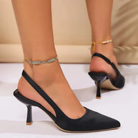 Women Sandals 2024 New Summer High Heels Closed Toe Single Sandals Thin Mid-heeled Fashion Hollow Pointed Toe Women Sandals