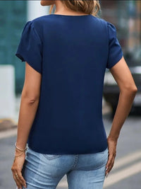Elegant Women Blouse 2023 Summer Solid Short Sleeve Red Shirt Hollow Lace Panel Female Office Social Chiffon Blouses And Shirts