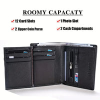 Men's Wallet Genuine Leather Wallets For Men Coin Purse Vintage Vertical Short Credit Card Holder Money Bag Men's RFID Wallet