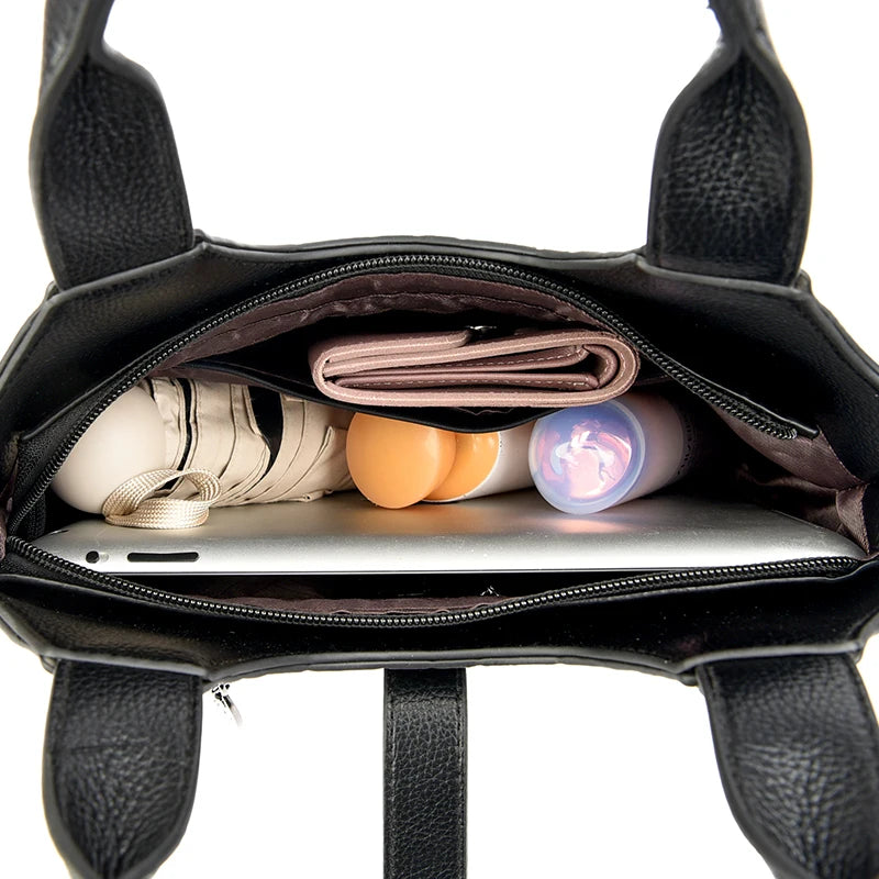 2024 New Fashion Trend Women's Handbag High Quality Soft Leather Women Shoulder Bolsas Solid Color Retro Female Tote Bags Sac