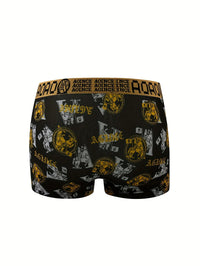 5 Pieces of Men's Boxer Briefs, Black Gold Random Soft, Breathable, Comfortable Skin-friendly Four Seasons Hot Men's Underwear
