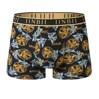 5 Pieces of Men's Boxer Briefs, Black Gold Random Soft, Breathable, Comfortable Skin-friendly Four Seasons Hot Men's Underwear