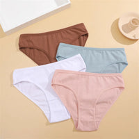 3PCS/Set Cotton Panties Women's Briefs Jacquard Design Solid Color Underpants S-XL