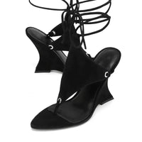 2026 Women's Summer Trendy Irregular High Heels Cross Tie Toe Sandals European and American Fashion Banquet Walking Shoes