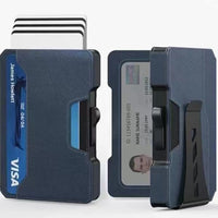 Minimalist Mens Wallet with Money Clip, Aluminum Pop Up Card Case and Leather Slots Credit Card Holder RFID Blocking Wallet