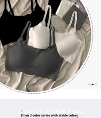 Seamless Scalloped Edge Bra and Panty Set for Women, Gray Black White Skin-Friendly Wireless Comfortable Lingerie Set