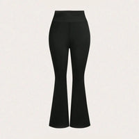 Women's Black High Waisted Flared Pants Stretchy Slimming Trousers Casual Daily Trendy 2026 Spring Fashion Women's Bottoms Loose