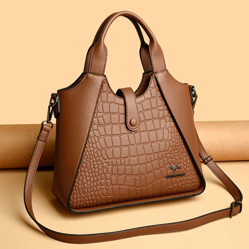 2024 New Fashion Trend Women's Handbag High Quality Soft Leather Women Shoulder Bolsas Solid Color Retro Female Tote Bags Sac