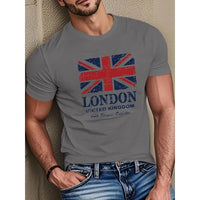 Men's pure cotton T-shirt trendy retro pattern print embellishment T-shirt casual street decoration T-shirt