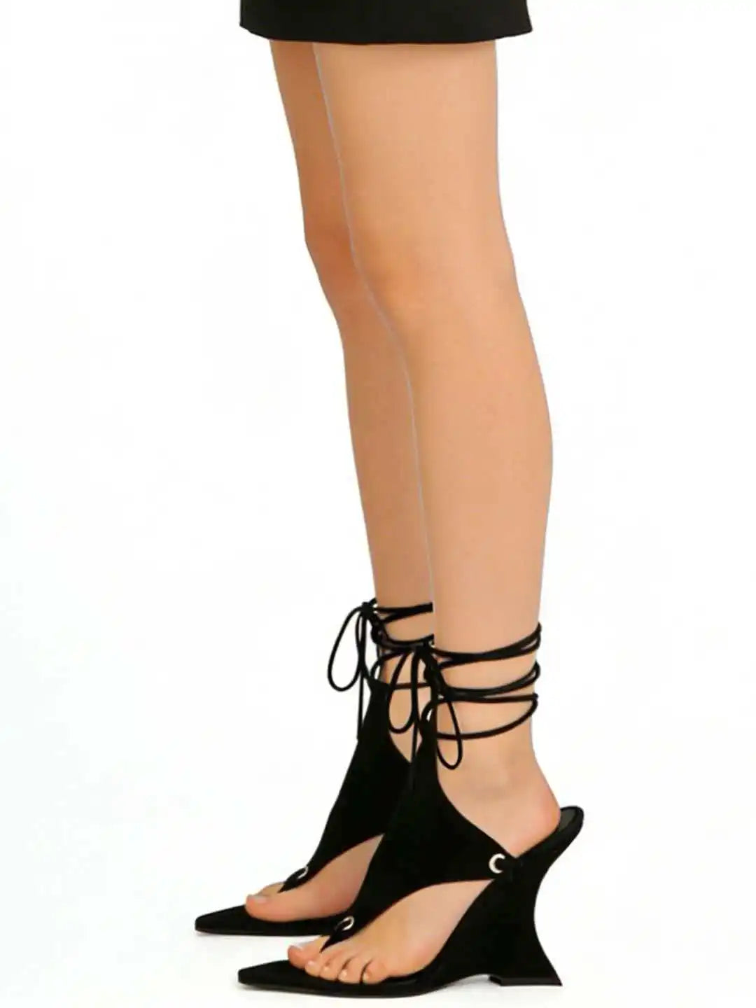 2026 Women's Summer Trendy Irregular High Heels Cross Tie Toe Sandals European and American Fashion Banquet Walking Shoes