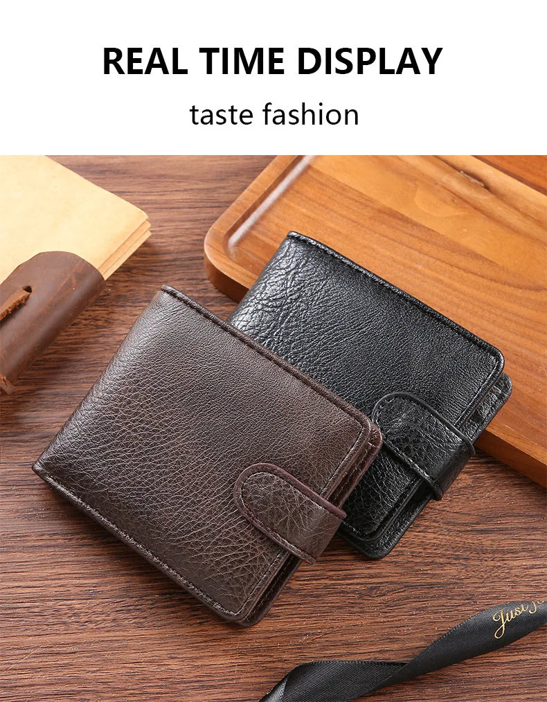 Vintage Wallet for Men Leather Short Hasp Man Wallets Casual Durable Coin Pouch Male Slim Photo ID Card Holders Purse Money Clip