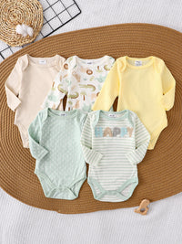 Baby Boy Clothes 5PCS Baby Boy Onesies Spring and Autumn Long-Sleeved Onesie Newborn Baby Clothes Cotton Fabric 0-9 Months