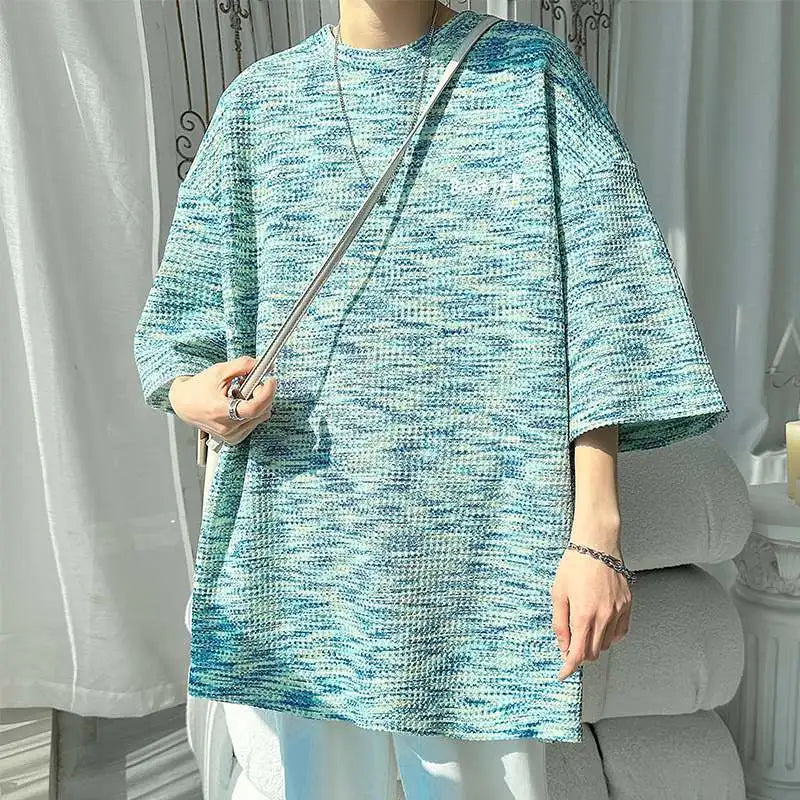 Tie-dyed Short-sleeved T-shirt Men's Summer Trendy Brand Retro Loose Large-size Top Trendy Round Neck Half-sleeved
