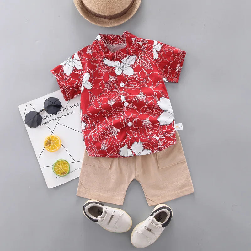 Baby Boy Clothes 0-5Y Summer New Beach Fashion Children Suits Boys Clothing Printed Shirts Short Sleeves Shorts Boys Two Pieces