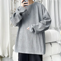 Men's Trendy Casual Long Sleeve T-Shirt High Street Loose Fit Comfortable Wear Modern Minimalist Style Everyday Essential
