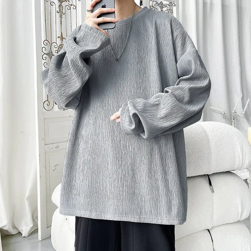Men's Trendy Casual Long Sleeve T-Shirt High Street Loose Fit Comfortable Wear Modern Minimalist Style Everyday Essential