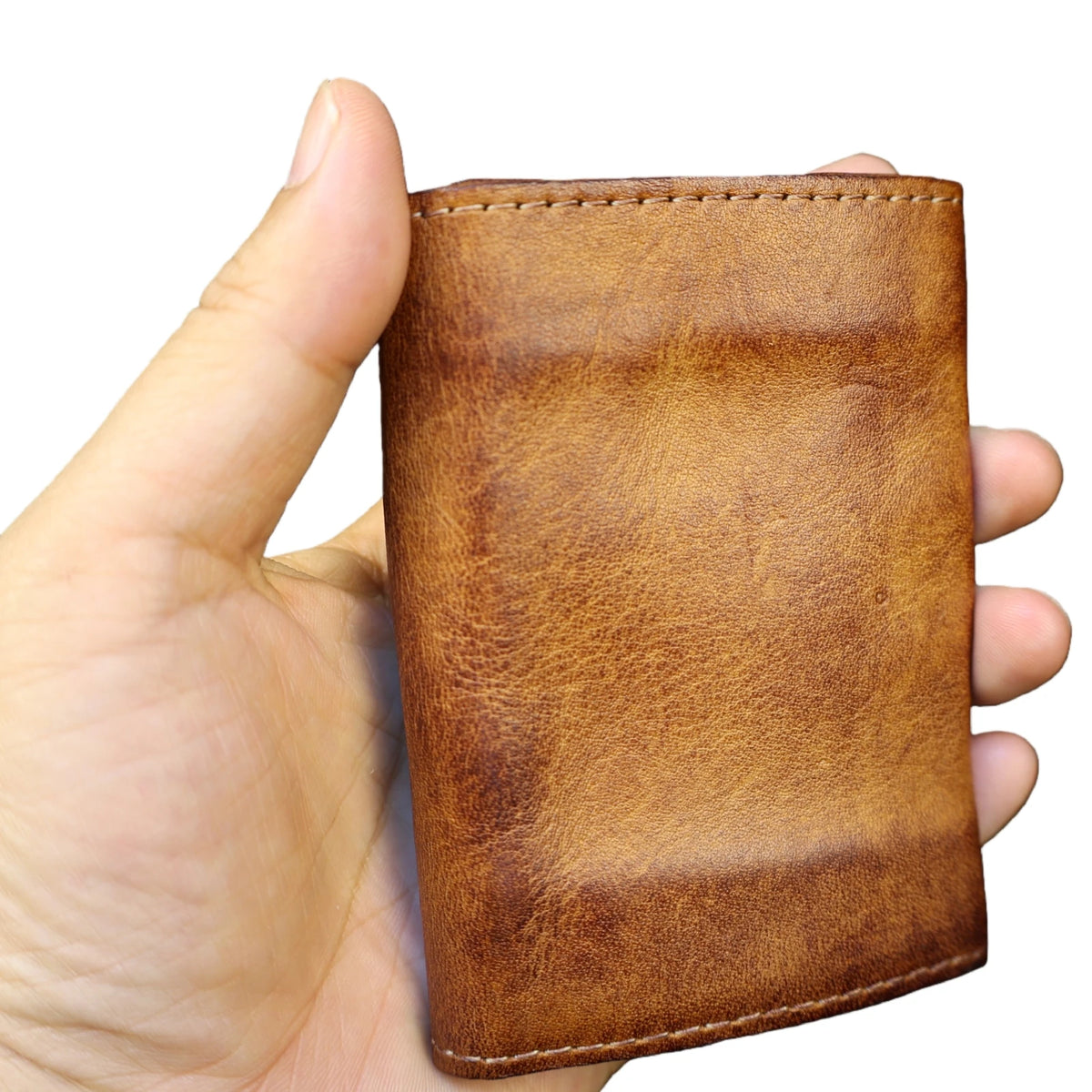 Genuine Cowhide Leather Wallet for Men Women Vintage Handmade Short Small Men's Wallets Compact Card Holder Leather Coin Purse