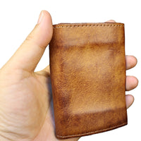 Genuine Cowhide Leather Wallet for Men Women Vintage Handmade Short Small Men's Wallets Compact Card Holder Leather Coin Purse