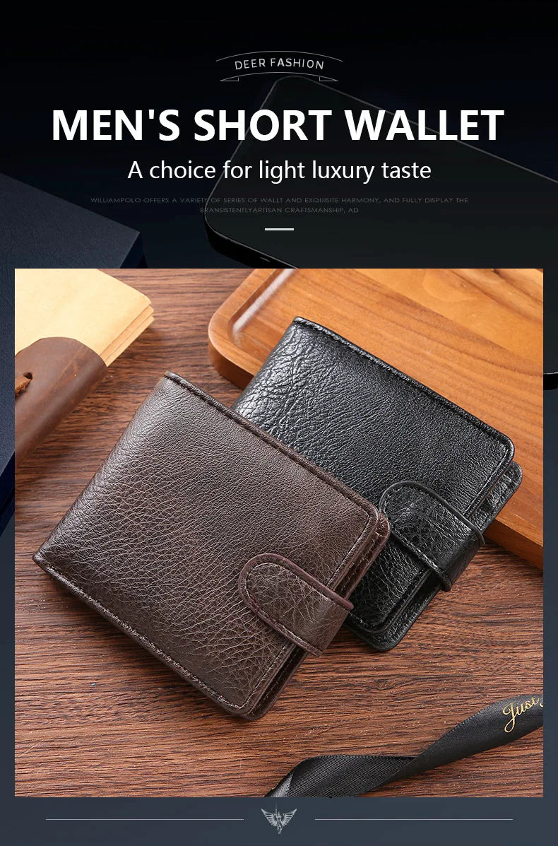 Vintage Wallet for Men Leather Short Hasp Man Wallets Casual Durable Coin Pouch Male Slim Photo ID Card Holders Purse Money Clip