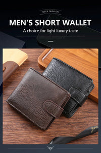 Vintage Wallet for Men Leather Short Hasp Man Wallets Casual Durable Coin Pouch Male Slim Photo ID Card Holders Purse Money Clip