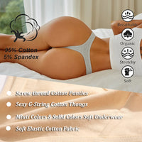 4PCS/Set Women Cotton Panties Seamless Low Rise Thongs V-Waist Solid Color Breathable Underwear Female Soft Lingerie Intimates