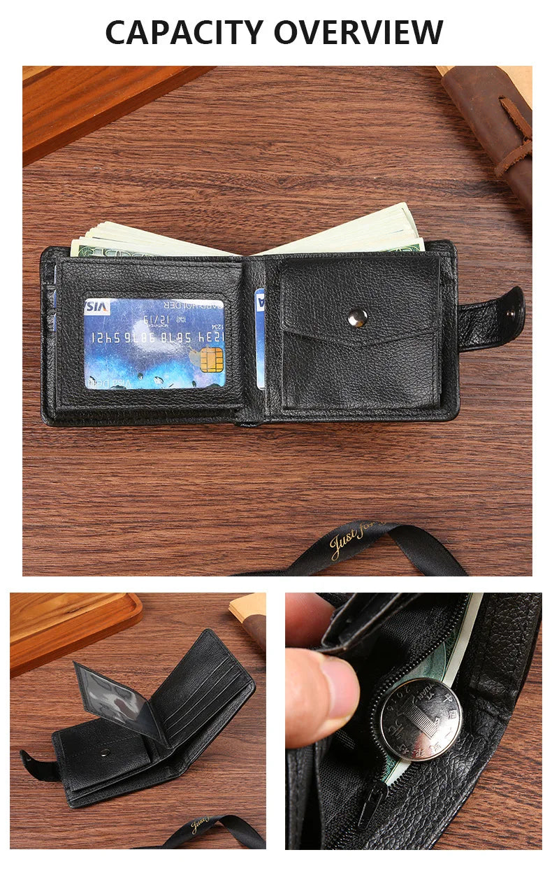 Vintage Wallet for Men Leather Short Hasp Man Wallets Casual Durable Coin Pouch Male Slim Photo ID Card Holders Purse Money Clip