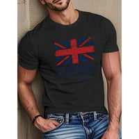 Men's pure cotton T-shirt trendy retro pattern print embellishment T-shirt casual street decoration T-shirt