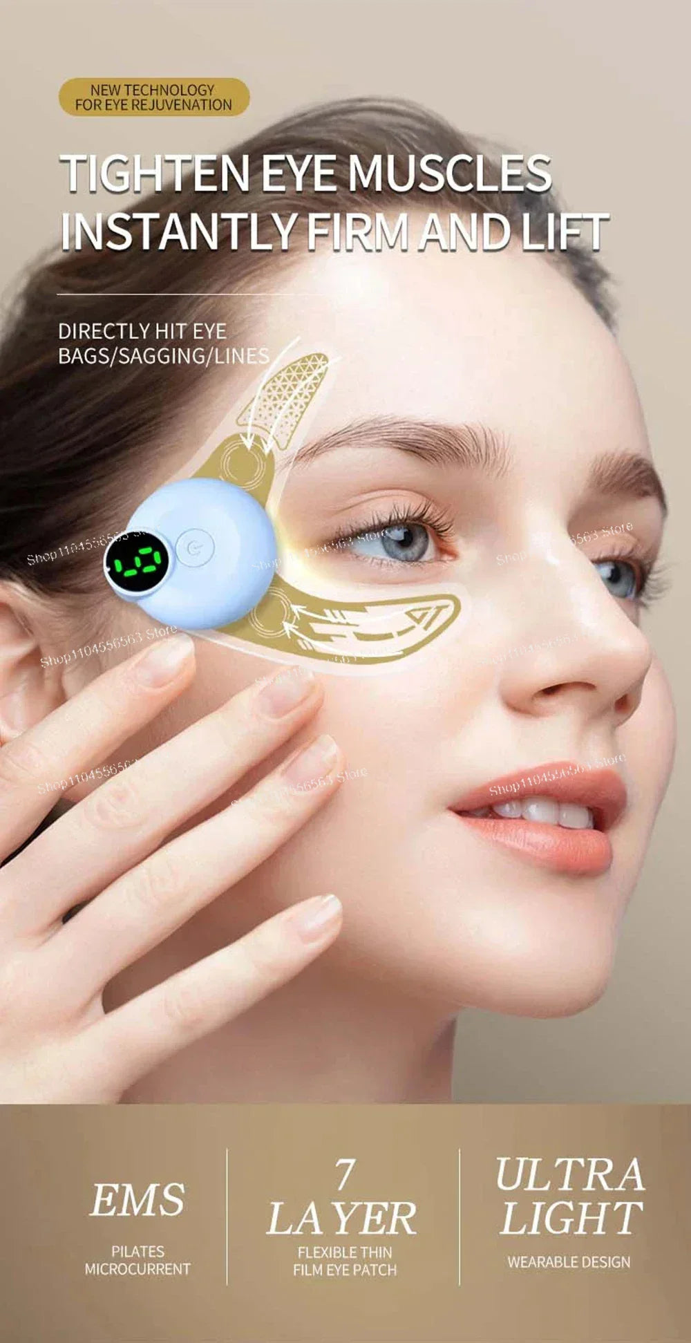New Eye Massage Device, EMS Tech + Airbag Hot Compress, Relieves Eye Fatigue, Smooths Fine Lines, Lifts Face,  Eye Care Tool