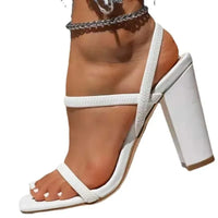 European American Trendy Thick Heel Sandals for Women's 2024 Summer New High Heel Design with Fine Strap Sandals Zapatos Mujer
