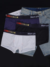 Men's PUMP! Mesh Boxer Briefs U Convex Pouch Rainbow Stitching Elastic Waistband Breathable Quick Dry Underwear