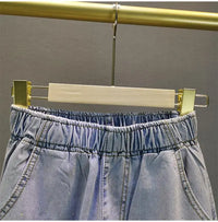 High waisted Jeans For Summer 2026 New Loose Elastic waist Hot pressed Diamond Pants Women's Casual Denim Trousers