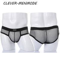 Men's Boxer Shorts Low Rise Mesh Trunk Underwear Black White