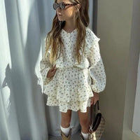 Fashion Baby Girl Clothes Set Floral Shirt+Layered Skirt 2PCS Infant Toddler Child Blouse Suit Spring Autumn Baby Clothes 2-7Y