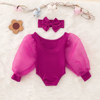 Newborn Baby Girl Clothes Spring Autumn Fashion Long Sleeve Bodysuit Lovely Jumpsuit Headband  2pcs Baby Girl Outfit Set