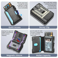 Minimalist Mens Wallet with Money Clip, Aluminum Pop Up Card Case and Leather Slots Credit Card Holder RFID Blocking Wallet