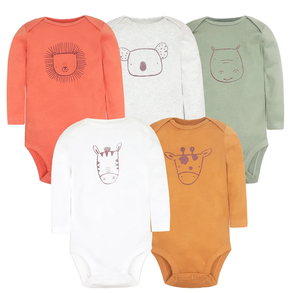 Baby Girl Clothes 5Pcs/Lot Body Suit 2023 Spring Summer Toddler Boys Romper Cartoon Newborn Outfits Infant Clothes Set Cotton
