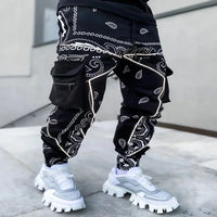 New Men's Cargo Pants Trend Printed Loose Hip Hop Fashion Street Wear Big Pocket Overalls Men Bright Color Four Seasons Trousers