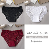 3PCS/Set Luxury Floral Embroidery Lace Panties Women's Briefs Breathable Underwear