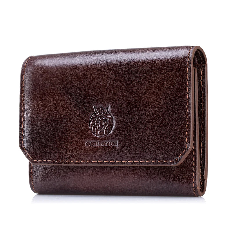 Genuine Leather Wallet for Men Minimalist Tri-Fold Purse with RFID Protection  Zipper Coin Pocket  Credit Card Slots